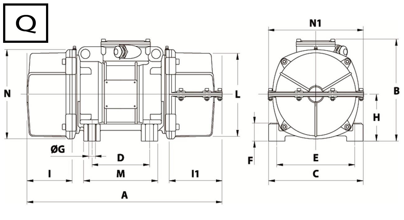 Q MVSI : 8 pôles - 750/900 rpm - Triphasés
